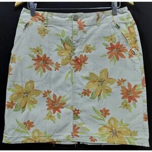 Eddie Bauer Floral Stretch Skirt Woven Women Size 8